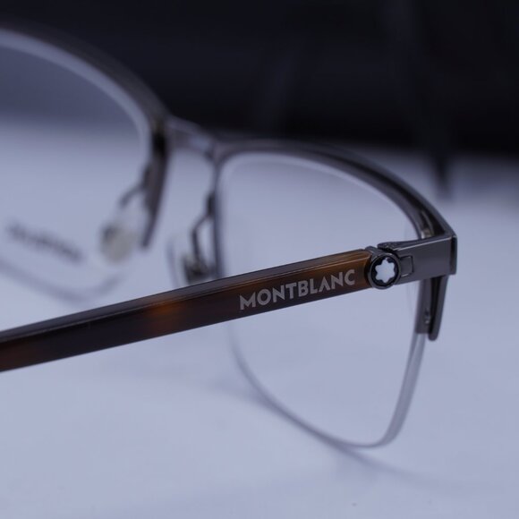 Montblanc MB0015O 002 Rectangle Eyeglasses 56mm – Ruthenium/Havana - Picture 8 of 9